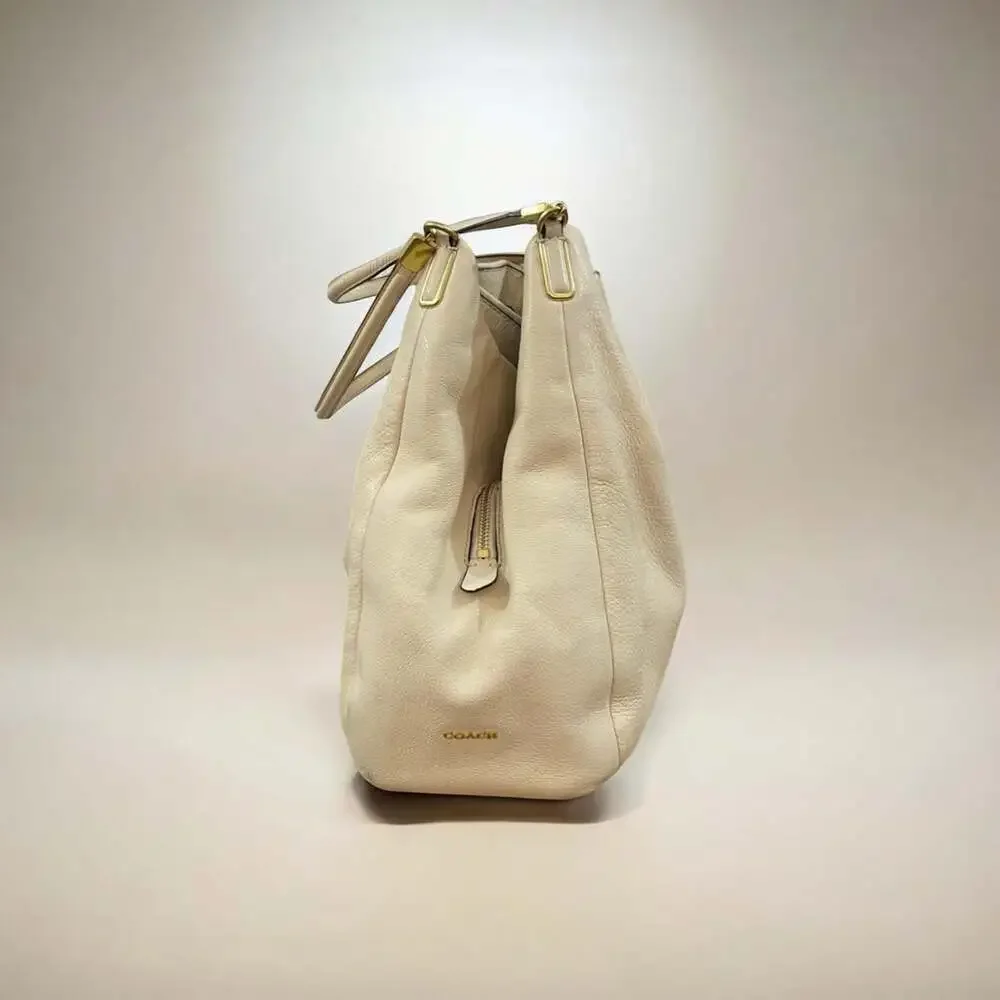Coach Madison Phoebe Shoulder Bag in Ivory Pebbled Leather